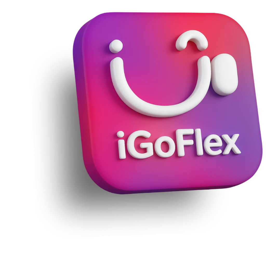 Logo 3D iGoFlex, solution de téléphonie cloud professionnelle moderne et flexible